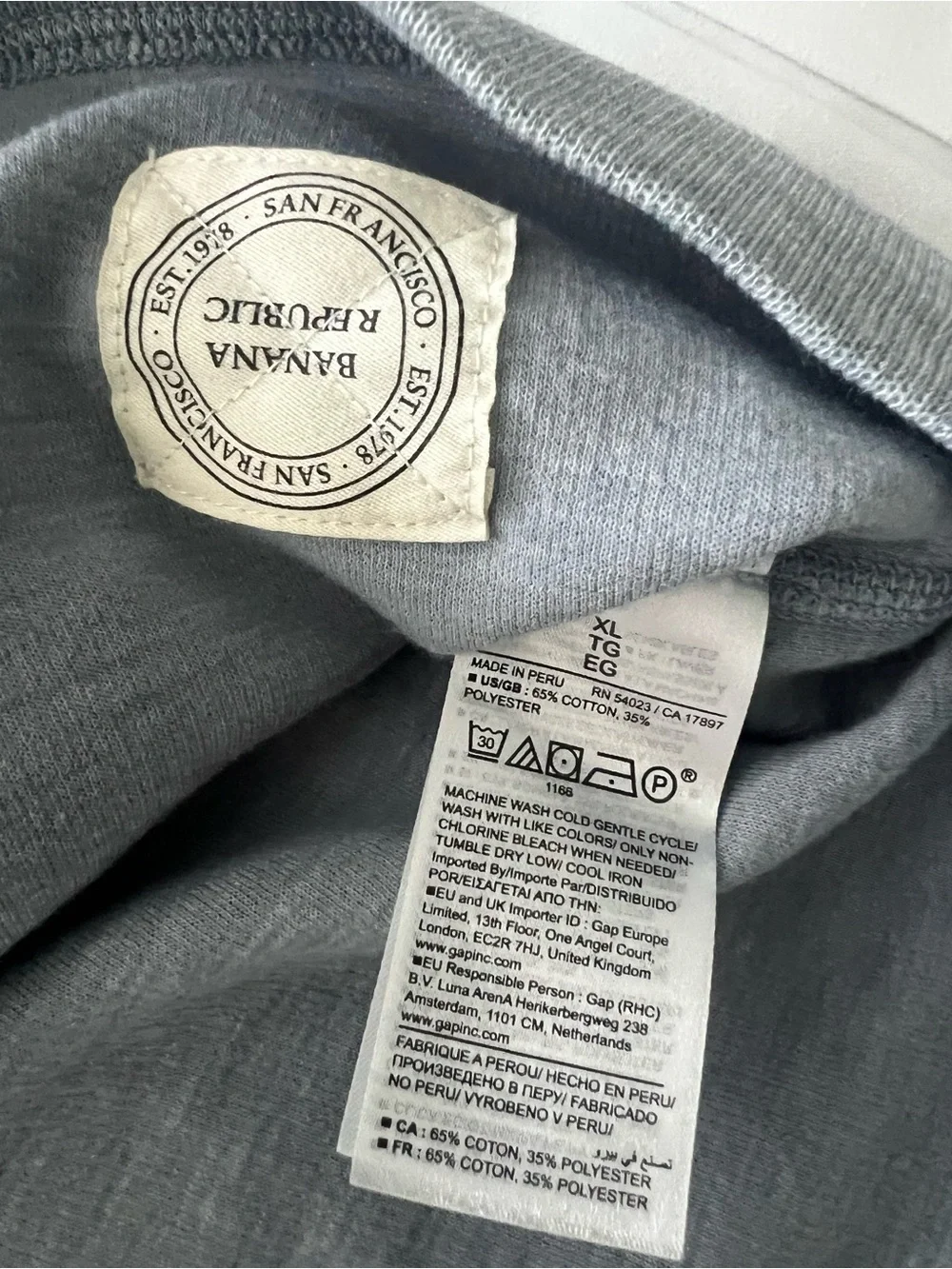 Banana Republic Men's Long-Sleeve Crewneck heavy weight t shirt in steel blue
